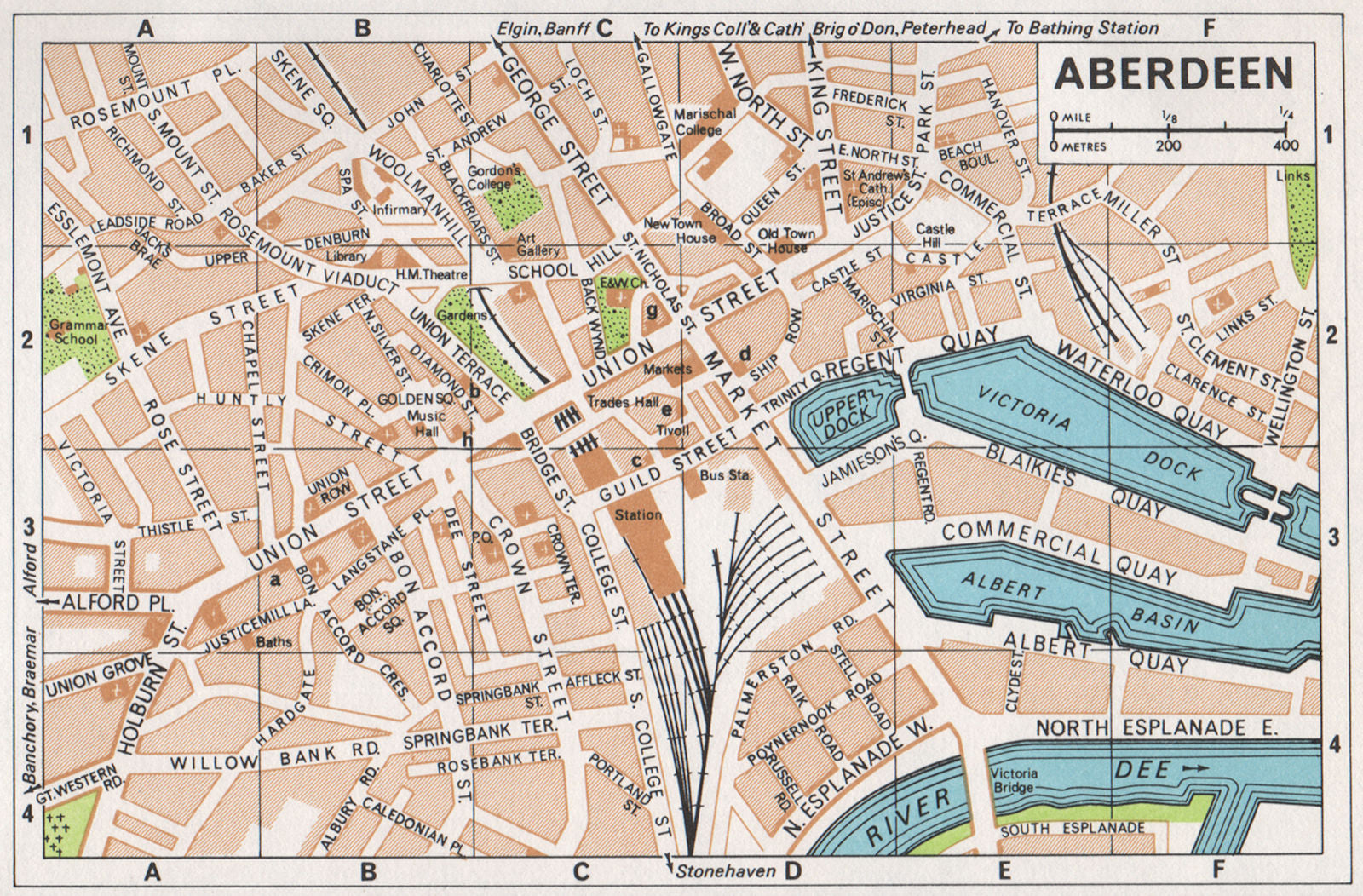 ABERDEEN. Vintage town city map plan. Scotland 1967 old vintage chart